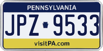 PA license plate JPZ9533