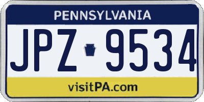 PA license plate JPZ9534