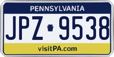 PA license plate JPZ9538