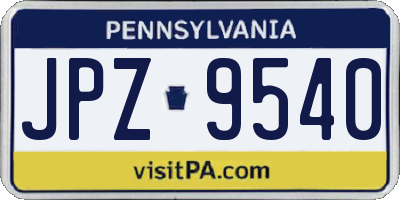 PA license plate JPZ9540