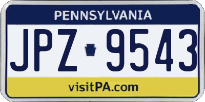 PA license plate JPZ9543