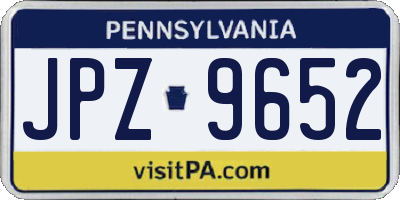 PA license plate JPZ9652