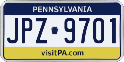 PA license plate JPZ9701