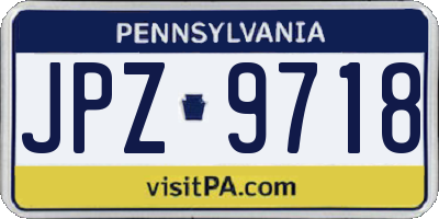 PA license plate JPZ9718