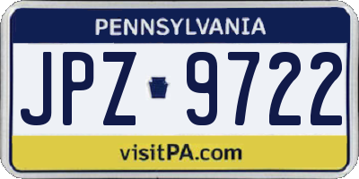 PA license plate JPZ9722