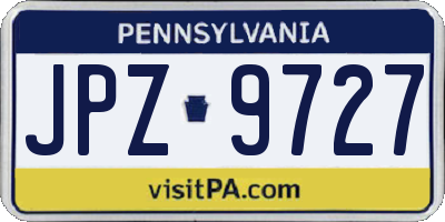 PA license plate JPZ9727