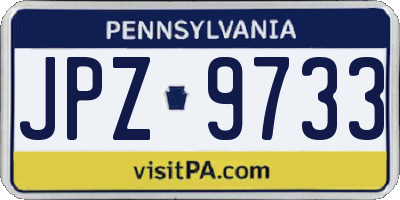 PA license plate JPZ9733