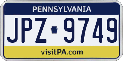 PA license plate JPZ9749