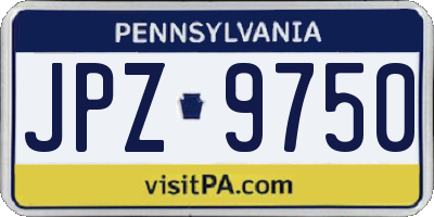 PA license plate JPZ9750