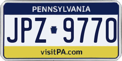 PA license plate JPZ9770