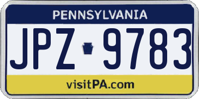 PA license plate JPZ9783