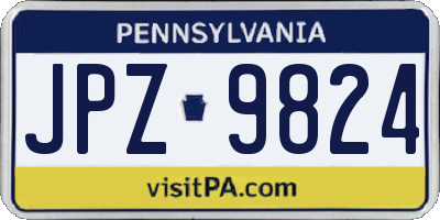 PA license plate JPZ9824