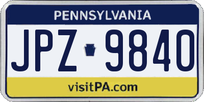 PA license plate JPZ9840