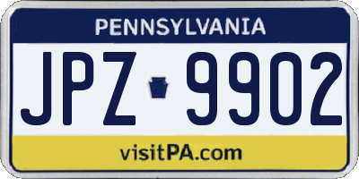 PA license plate JPZ9902