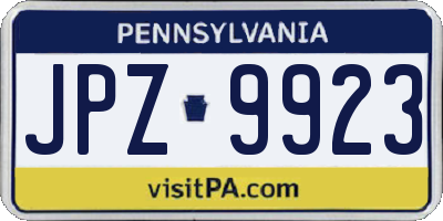 PA license plate JPZ9923