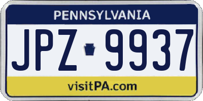 PA license plate JPZ9937