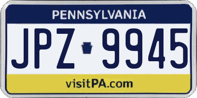 PA license plate JPZ9945