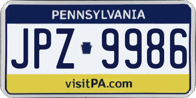 PA license plate JPZ9986