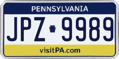 PA license plate JPZ9989