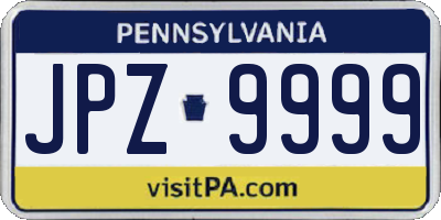 PA license plate JPZ9999