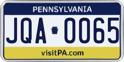 PA license plate JQA0065