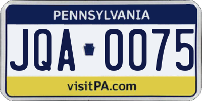 PA license plate JQA0075