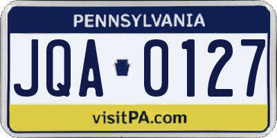 PA license plate JQA0127