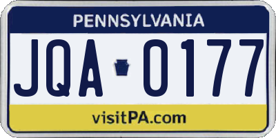 PA license plate JQA0177