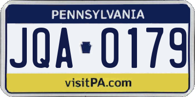PA license plate JQA0179