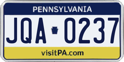 PA license plate JQA0237