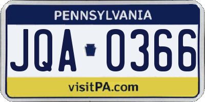PA license plate JQA0366