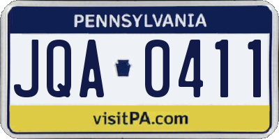 PA license plate JQA0411