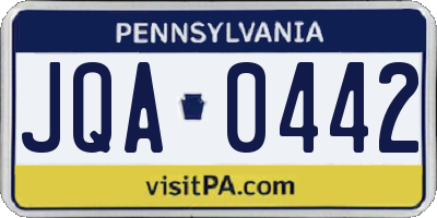 PA license plate JQA0442