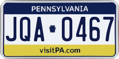 PA license plate JQA0467