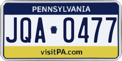 PA license plate JQA0477