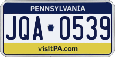 PA license plate JQA0539