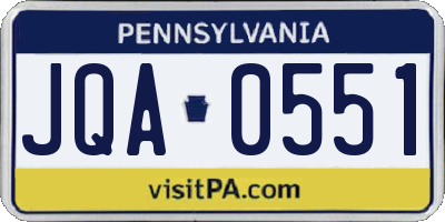 PA license plate JQA0551