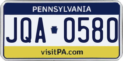 PA license plate JQA0580