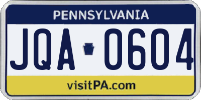 PA license plate JQA0604