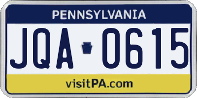 PA license plate JQA0615