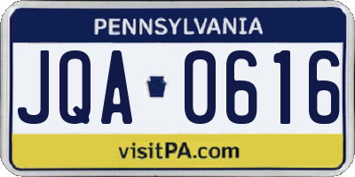 PA license plate JQA0616