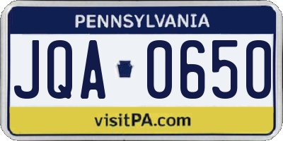 PA license plate JQA0650