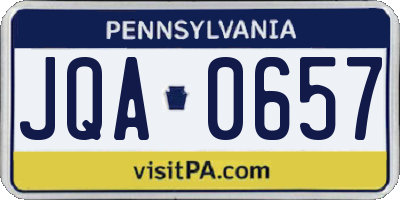 PA license plate JQA0657