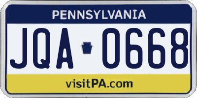 PA license plate JQA0668