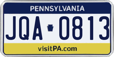 PA license plate JQA0813