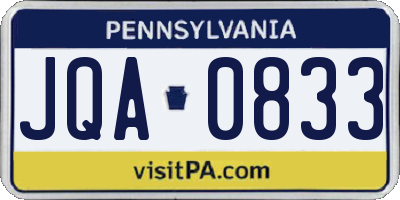 PA license plate JQA0833