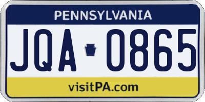 PA license plate JQA0865