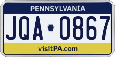 PA license plate JQA0867