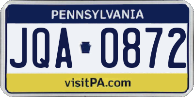 PA license plate JQA0872