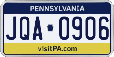 PA license plate JQA0906
